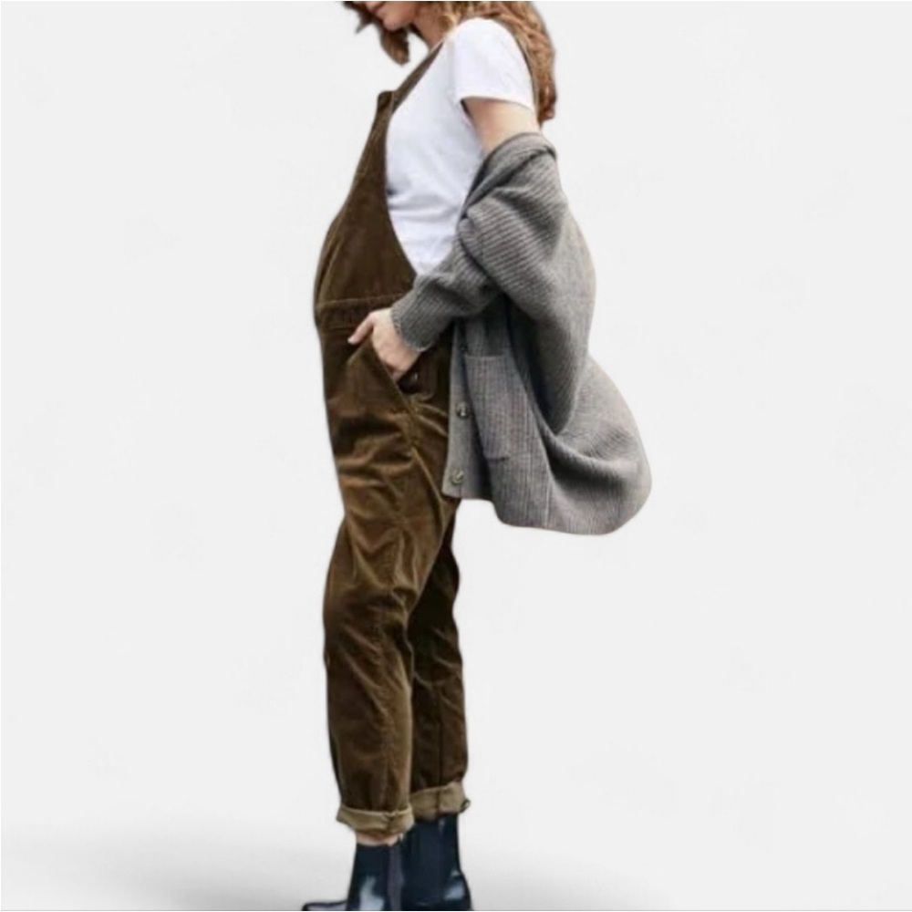 Hatch- Maternity The Selma Cord Overall, Olive Green, Size 2